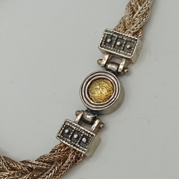 ANATOLI 925 Silver Braided Woven Bracelet Signed Vintage - Picture 6 of 15